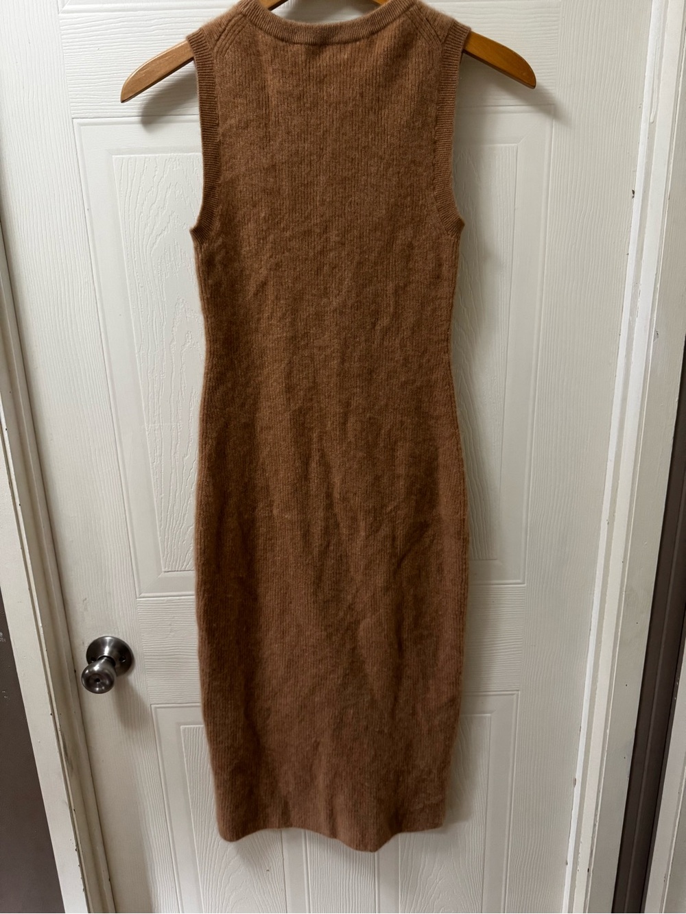 Quince Sleeveless Knit Midi Dress in Warm Brown